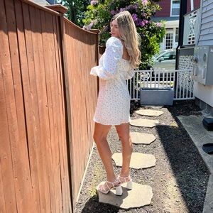 White Long Sleve Short Dress